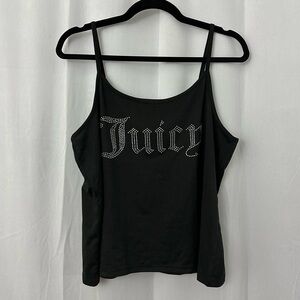 Juicy Couture Rhinestone Black Pajama Tank Top & Short Set Womens Size Large